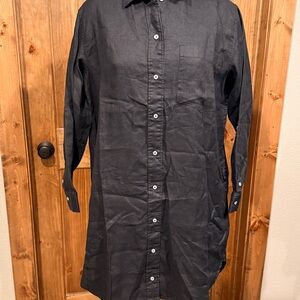 Quince Charcoal Black Long Sleeve Shirt Dress